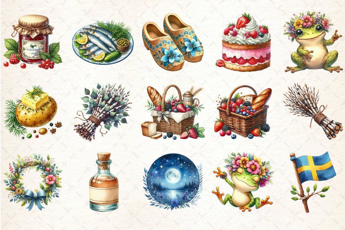 Swedish Midsummer Party Clipart, an Illustration by Rose Art (Photo 2 of 6)