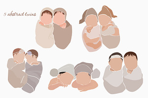 Abstract Newborn Twins Clipart SVG