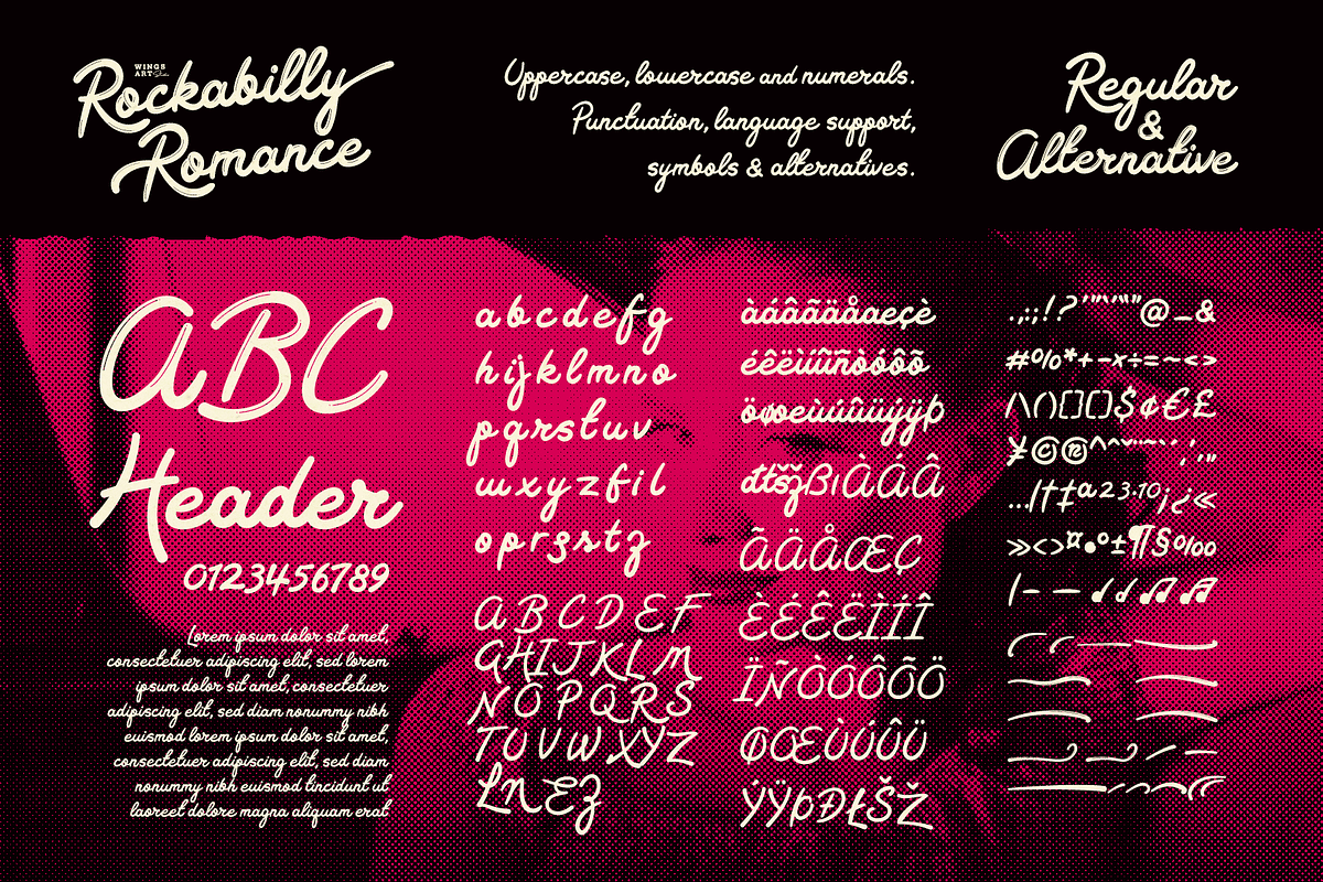 Rockabilly Romance - 50s Script Font, a Script Font by Wingsart Studio (Photo 2 of 15)