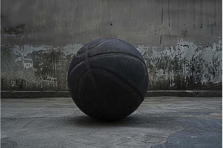 Old deflated black basketball lying, a Sports & Recreation Photo by Ylivdesign