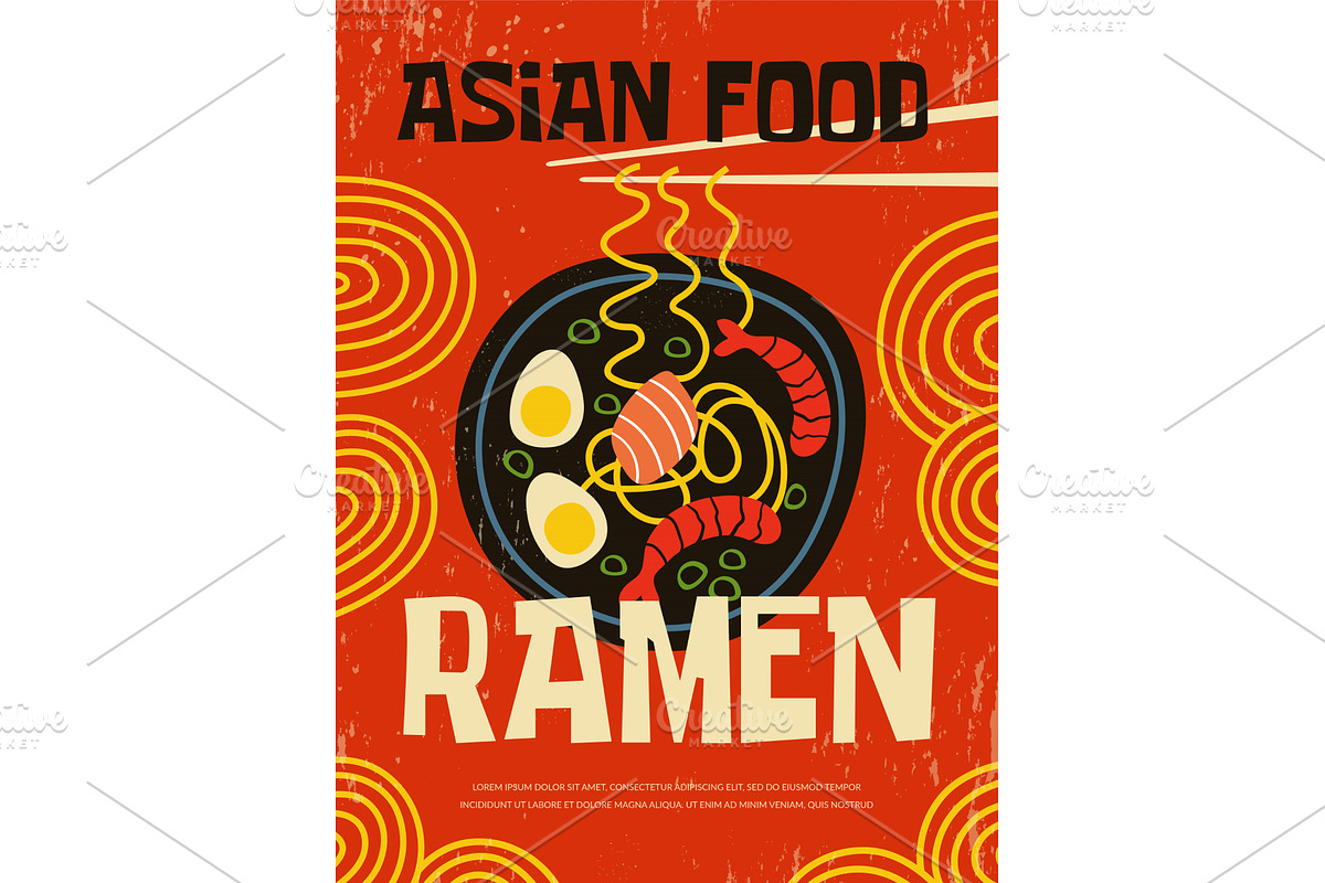 Asian poster. Placard for asian menu, a Graphic by Onyx