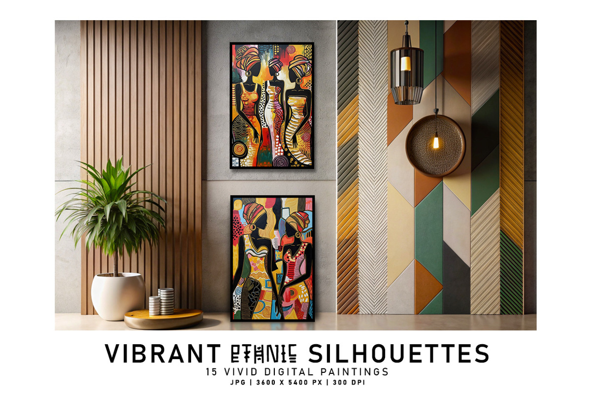Vibrant Ethnic Silhouettes, a Decorative Illustration by Digital Art Creations (Photo 6 of 7)