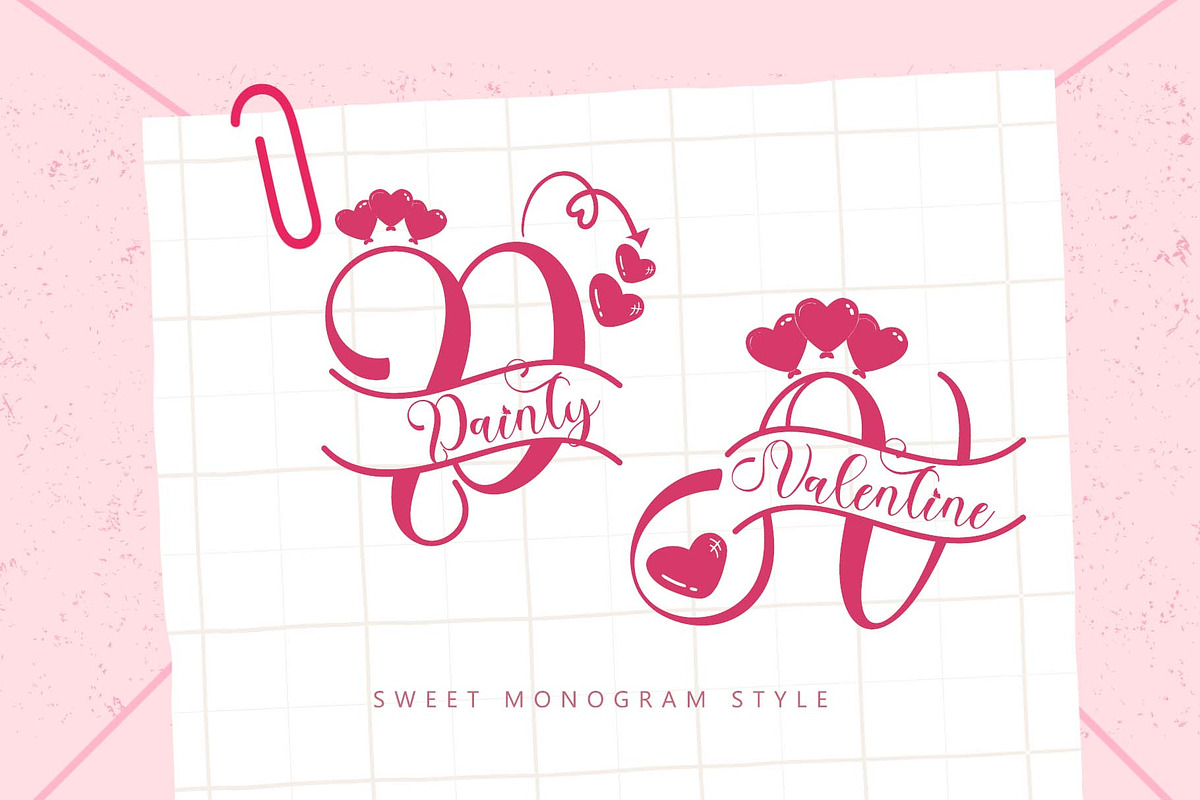 Dainty Valentine Monogram, a Handwritten Font by Yoga Letter (Photo 1 of 6)
