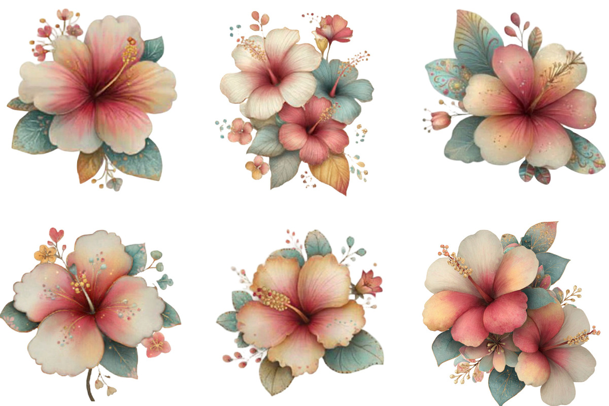 Whimsical Summer Hibiscus Clipart, an Illustration by Designking (Photo 10 of 10)