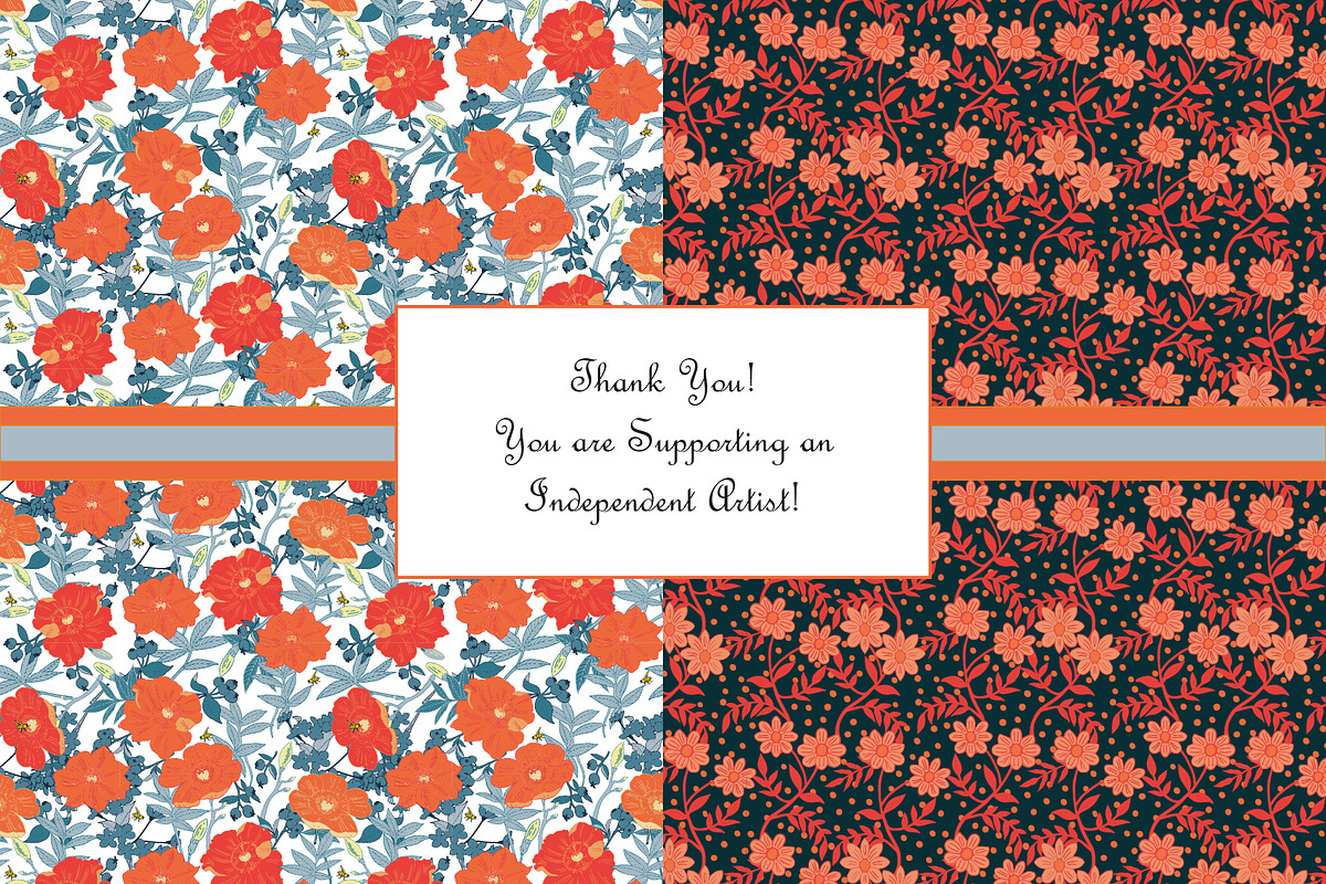 Orange Blue Morris Repeat Pattern, a Pattern Graphic by RachelStudio (Photo 5 of 5)