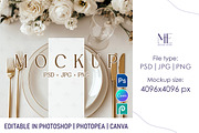 4x9 Menu Card PSD, Wedding Program, a Mockup by Mie Mockup Studio (Thumbnail 2 of 9)