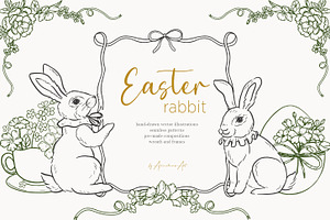 Easter rabbit hand-drawn vector set