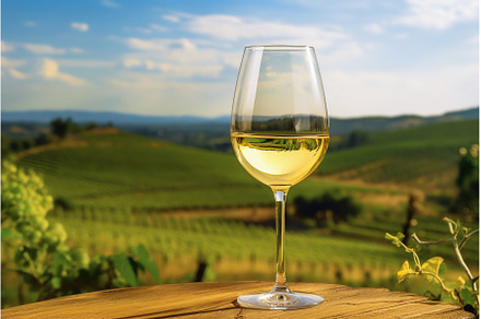 One glass of white wine and green, a Food & Drink Photo by Lermont51