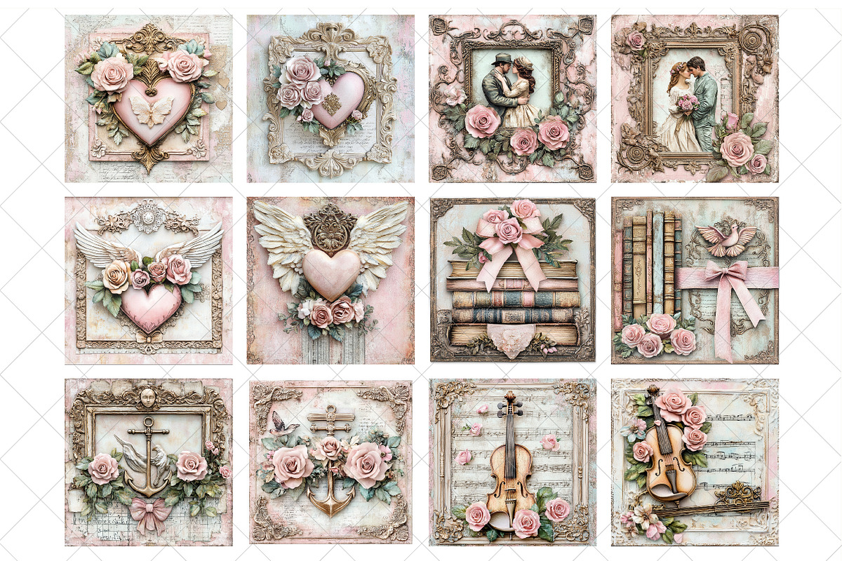 Valentines Day Junk Journal Paper, an Illustration by SinaCreation (Photo 4 of 7)