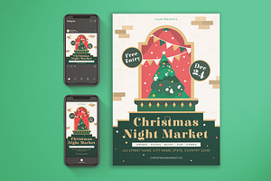 Christmas Night Market Flyer Set