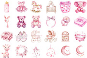 Pink Baby Girl Nursery Clipart, an Illustration by Sublimation Artist (Thumbnail 2 of 6)