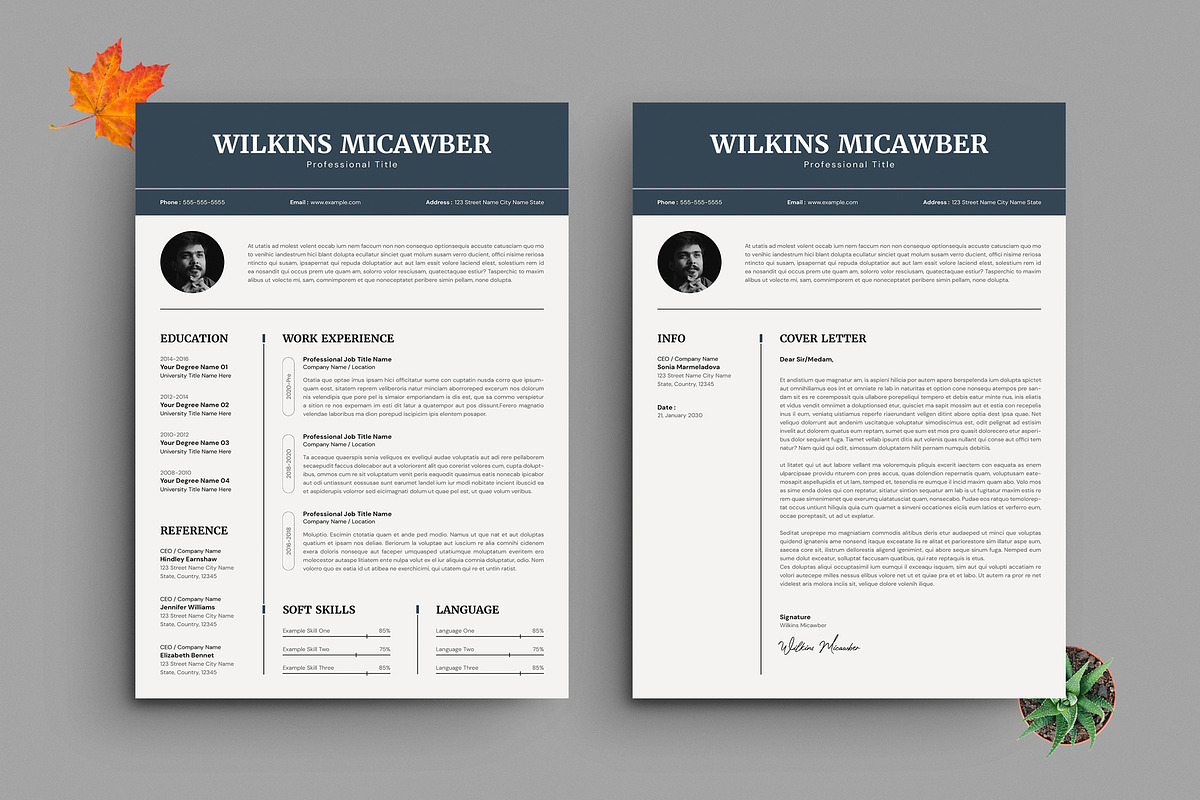 Modern Professional Resume CV Design, a Resume Template by PixelStudio (Photo 1 of 5)