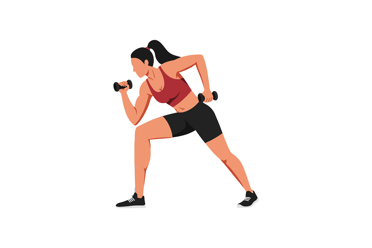 Athletic woman performing strength t, an Illustration by designvectx