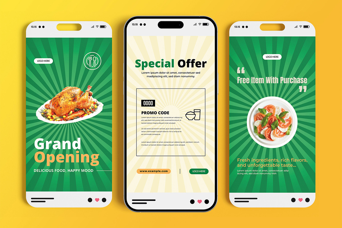 Food Social Media Story Post Set, a Social Media Template by MightyDesign (Photo 1 of 6)