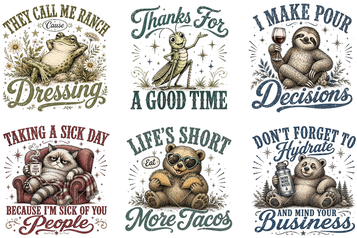 Funny Lazy Animals Clipart Bundle, a Seasonal Illustration by OK Design (Photo 3 of 6)