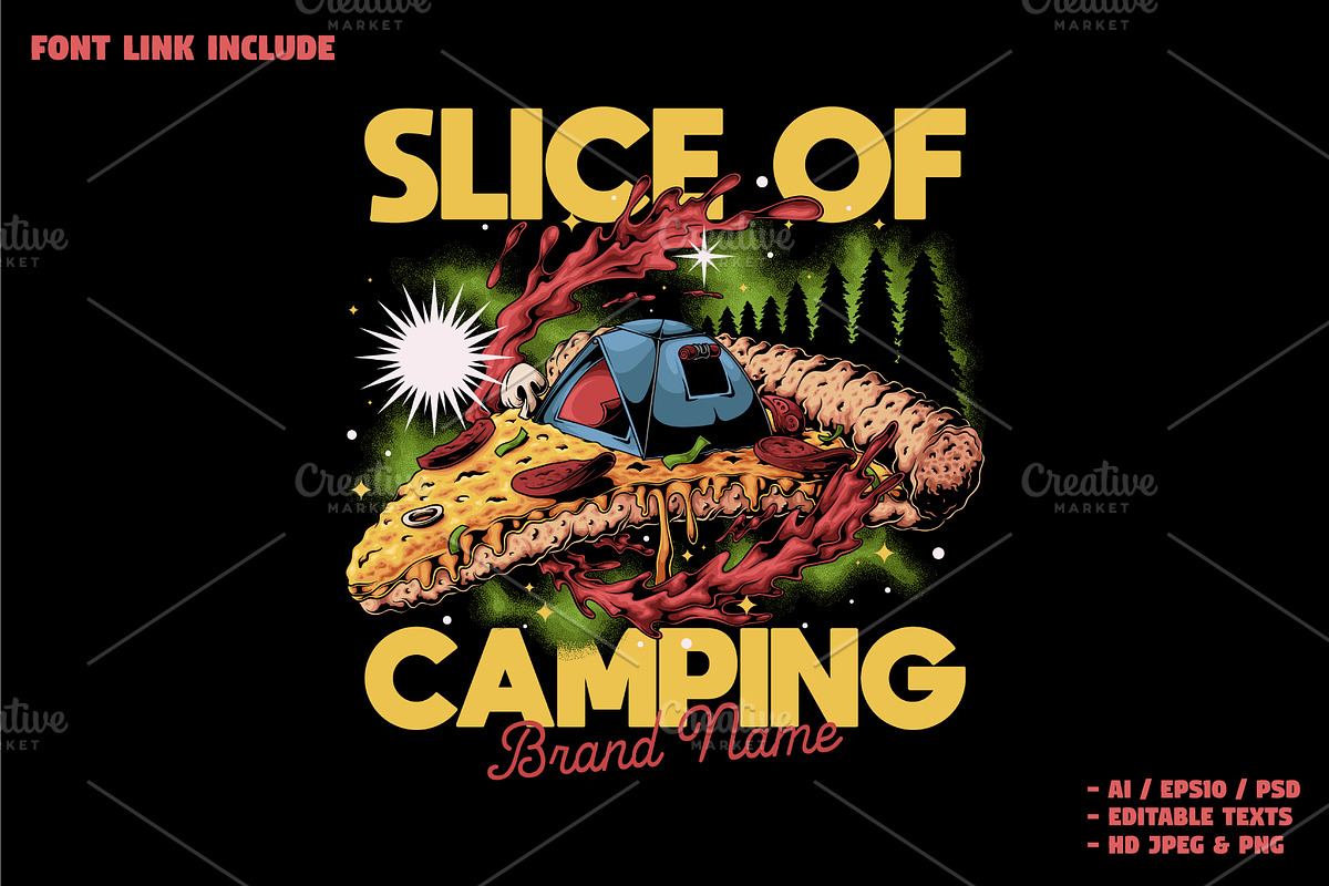 Camping Tent on Giant Pizza Slice, a Branding & Logo Template by Judsart (Photo 1 of 3)
