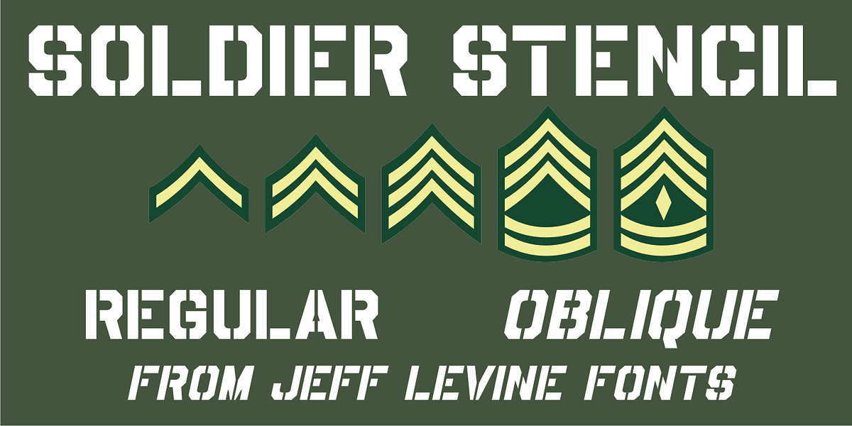 Soldier Stencil JNL, a Sans Serif Font by Jeff Levine Fonts