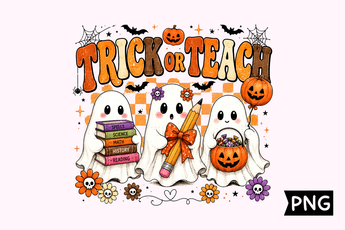 Trick Or Teach Cute Teacher Ghost, a Seasonal Illustration by Creative Art (Photo 1 of 3)