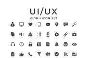 Set glyph icons of UI UX, a Solid Icon by motorama (Thumbnail 1 of 2)