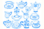 Vintage Tea Set line art, a Decorative Illustration by Carpet Tapete Pretzel (Thumbnail 3 of 9)
