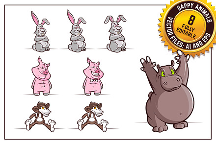 Cute vector animals set