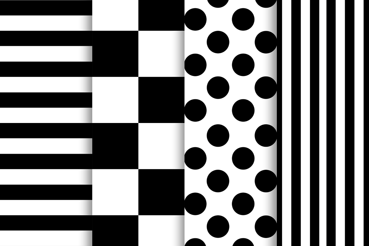 Black & White Seamless Patterns, a Pattern Graphic by OwlAndFern (Photo 2 of 8)