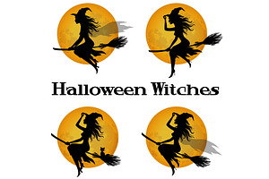 Witch Flying on Broom