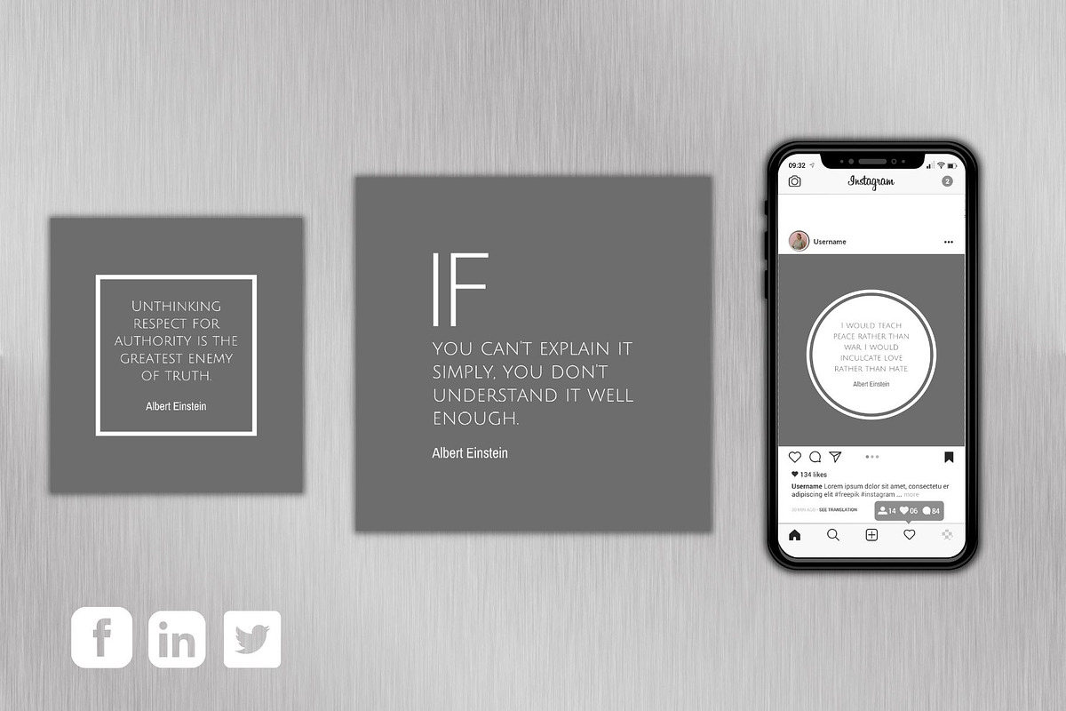 Animated Albert Einstein Quotes, a Social Media Template by Graphicspixel (Photo 4 of 4)