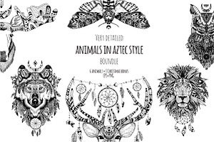 Textured animals in aztec style