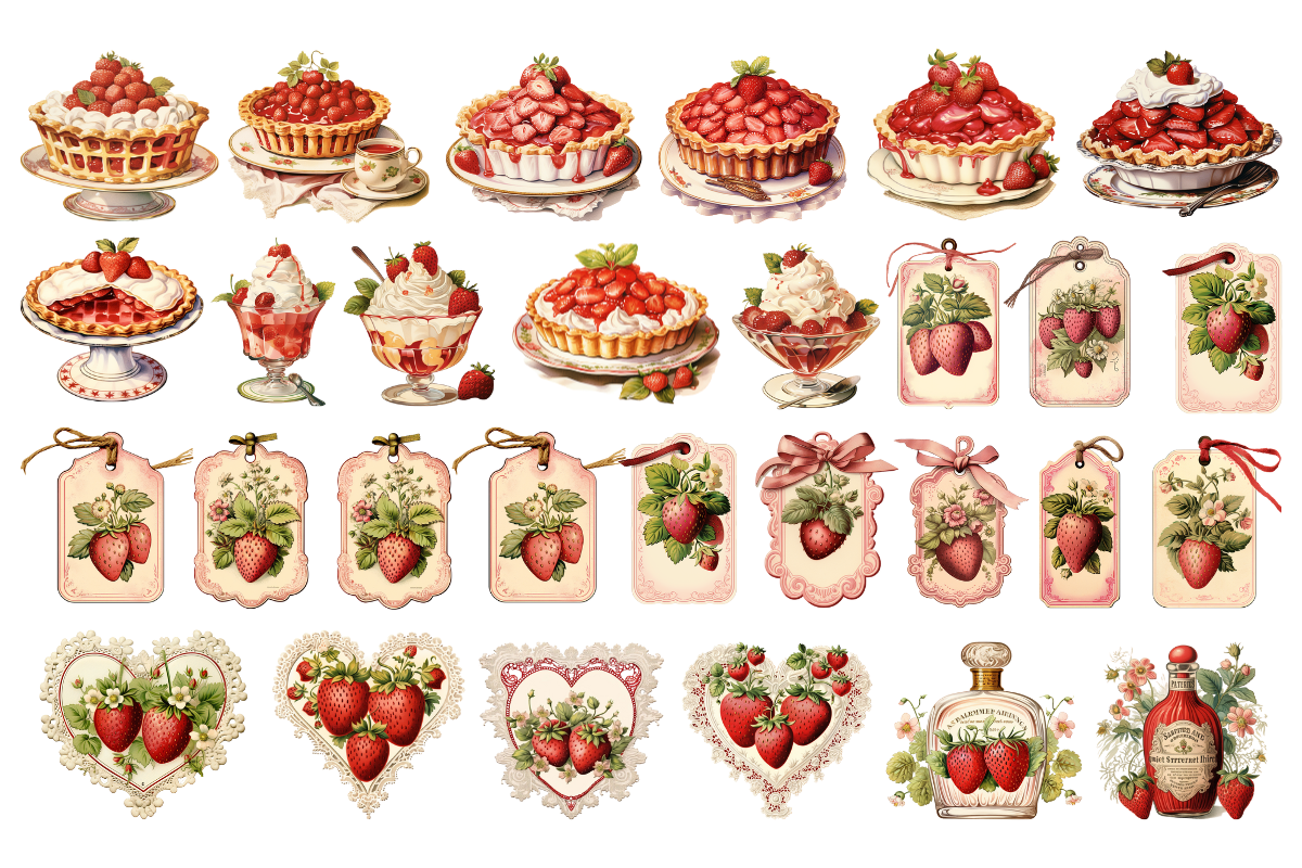 Vintage Strawberry Clipart, an Object Illustration by Digital Xpress (Photo 6 of 7)