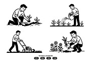 Activity of a man caring for plants, a Person Illustration by Vectorlina (Thumbnail 3 of 3)