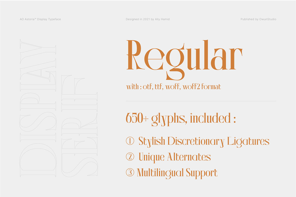 AO Astoria - Display Typeface, a Serif Font by OwunStudio (Photo 6 of 25)