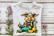 Whimsical Summer Pig Clipart, an Illustration by OK Design (Thumbnail 4 of 6)