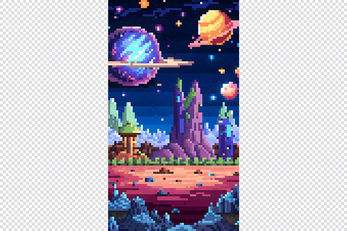Alien Planet Pixel Art Background, a Background Graphic by minhm2m (Photo 12 of 12)