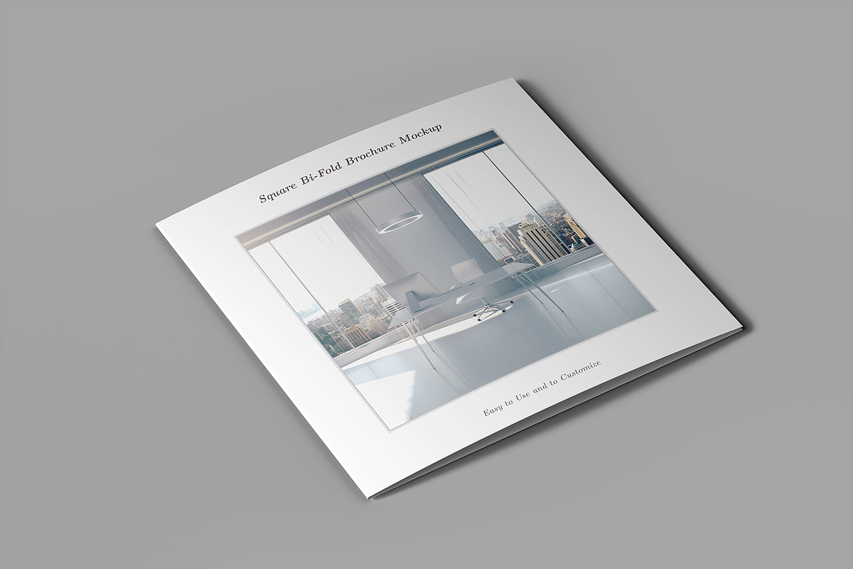 Square Bi-Fold Brochure Mockup, an Advertising Mockup by Illusiongraphic (Photo 13 of 22)