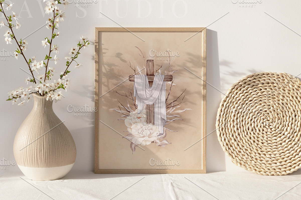 Easter Card Cross Art He Is Risen, a Card Template by PawGraphic (Photo 7 of 10)