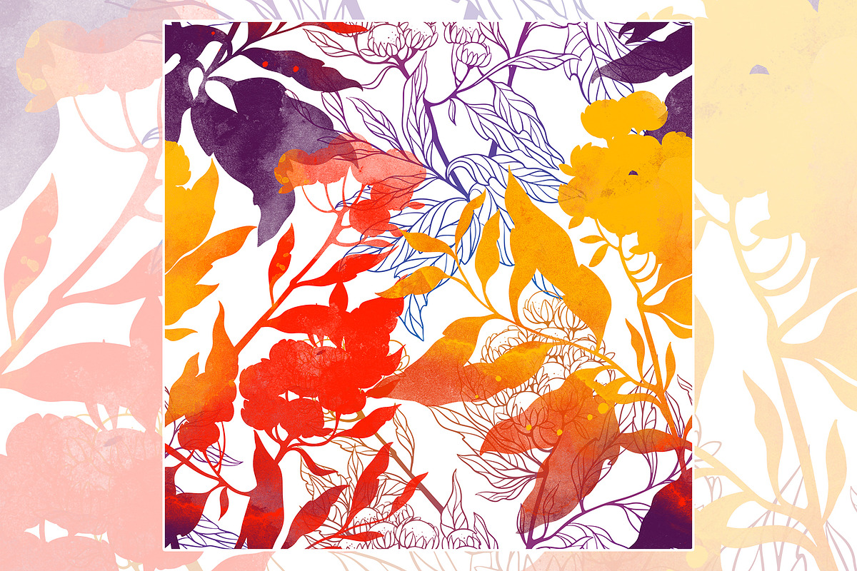 Meadow flowers pattern | JPEG, a Pattern Graphic by Digital and watercolor