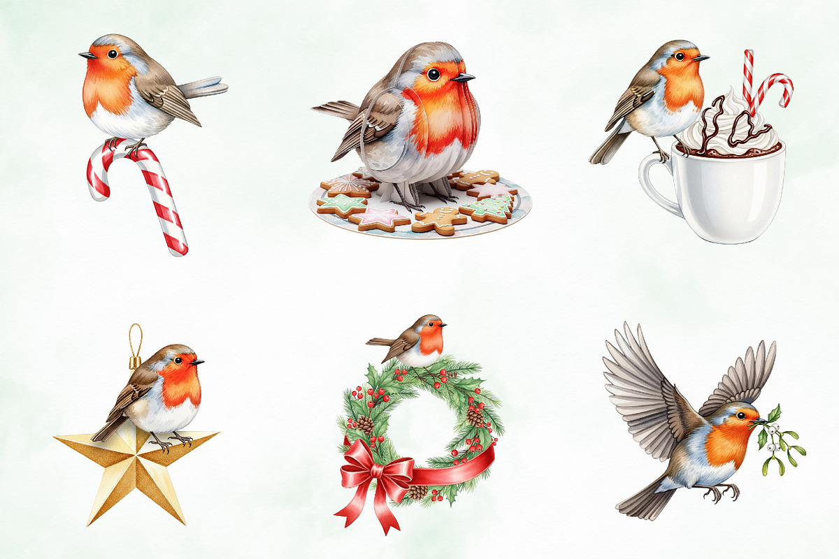 Christmas Robin Bird PNG Clipart, an Illustration by Creative Art (Photo 3 of 10)