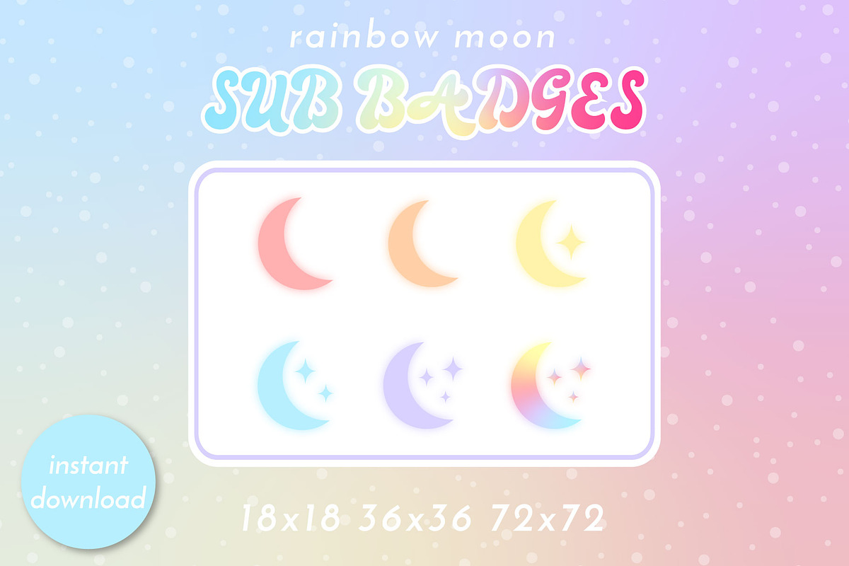 Twitch Rainbow Moon Sub Badges, an Icon by Liseno Designs