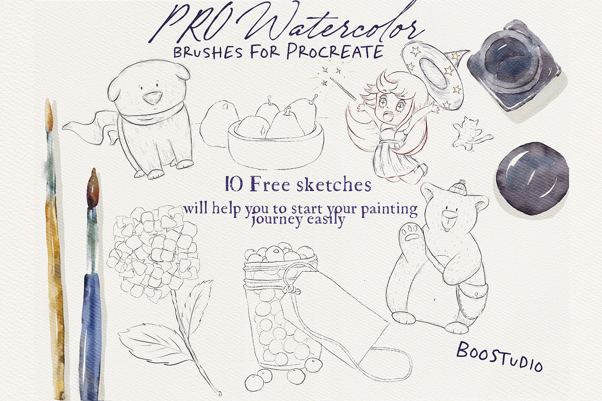 Pro Watercolor - Procreate Brushes, a Brush Add-On by BooStudio (Photo 6 of 9)