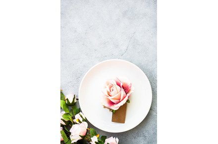Table setting with white plate, a Food & Drink Photo by Nadia-nb