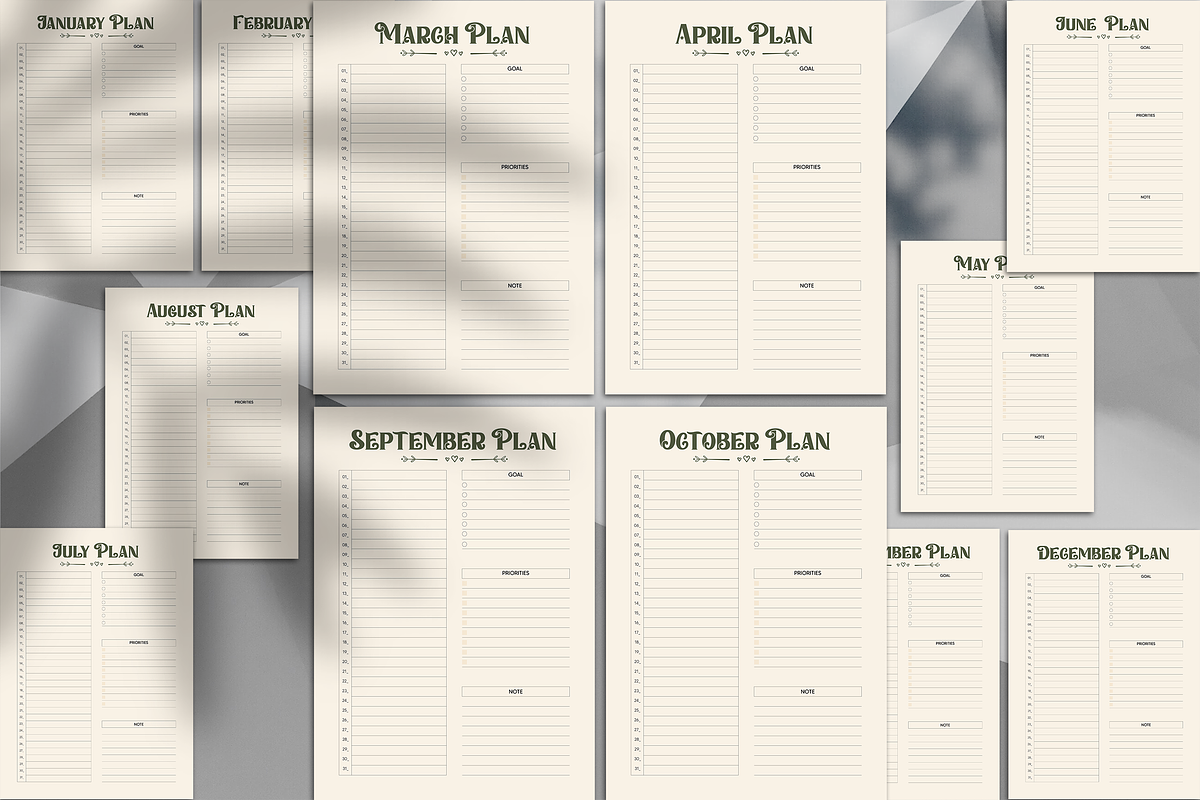 Monthly Planner Template, a Stationery Template by crazyOWL (Photo 2 of 3)