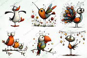 Whimsical Birds Clipart Bundle, an Illustration by Creative Art (Thumbnail 4 of 10)