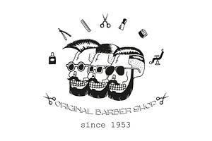 Original Barber Shop. Doodle Set.