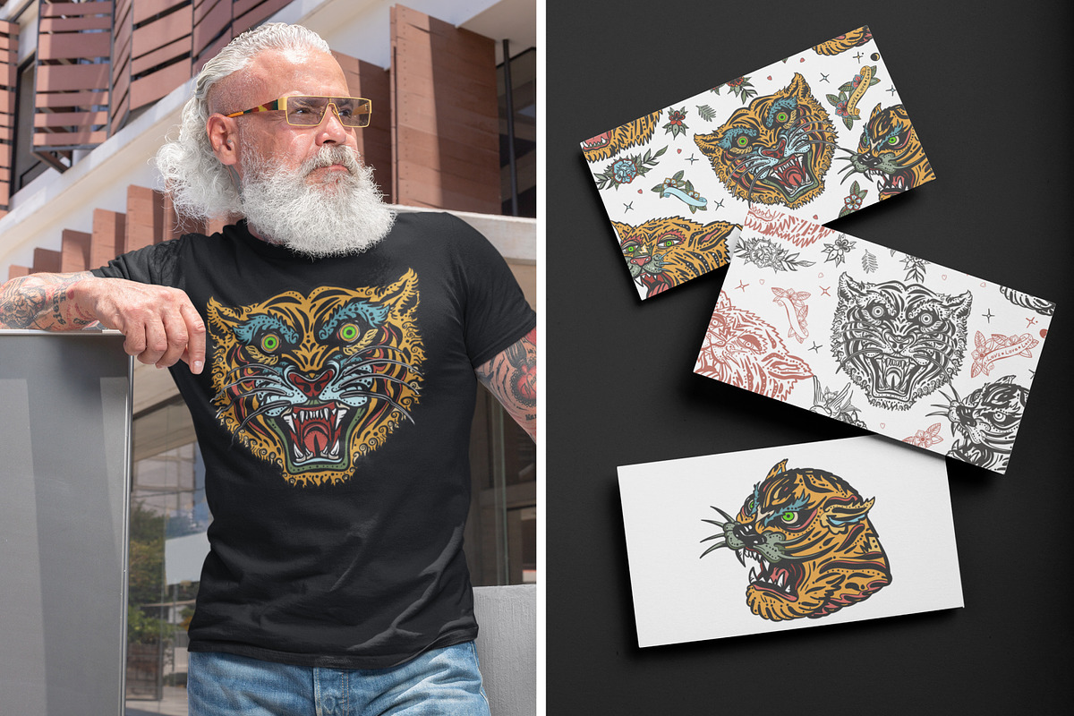Tigers old school tattoo, an Animal Illustration by intueri (Photo 4 of 7)