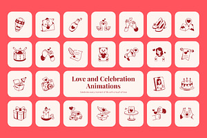 Animated Love and Celebration Icons, an Outline Icon by Prosymbols
