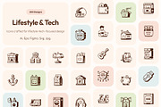 200 Lifestyle and Tech Icons, a Solid Icon by Prosymbols (Thumbnail 1 of 9)
