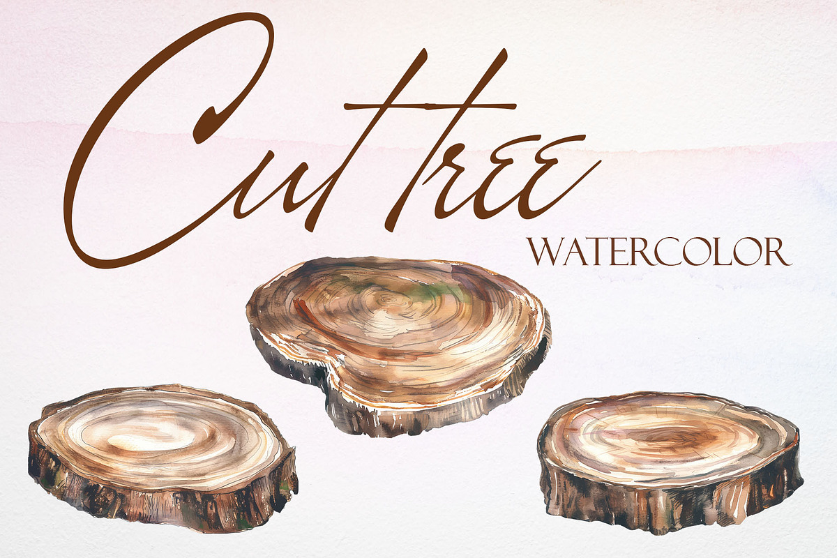 Watercolor Cut Tree Vector Set, a Pattern Graphic by Deckar_art (Photo 1 of 3)