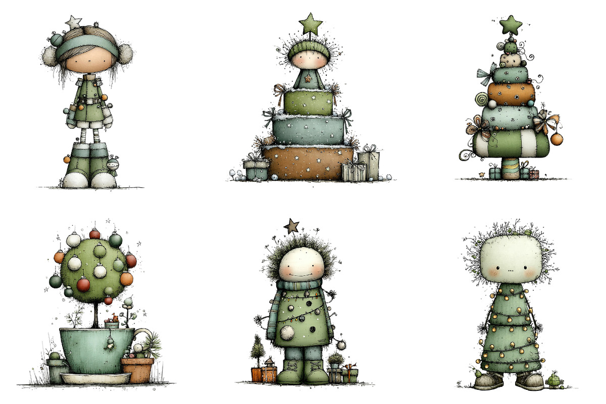 Whimsical Christmas Topiary Trees, an Illustration by DreamArtGraphic (Photo 5 of 5)
