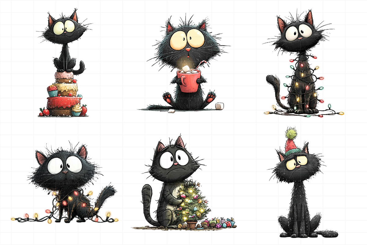 Funny Black Cat Christmas Clipart, an Illustration by Daily.Designs (Photo 4 of 5)